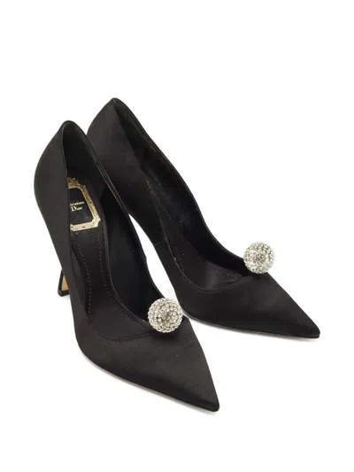 Pre-owned Dior Satin Pointed-toe Shoes In Black