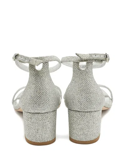 Pre-owned Stuart Weitzman Nearlynude Glitter Ankle-strap Sandals In Silver