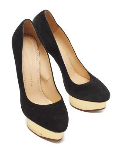 Pre-owned Charlotte Olympia 150mm Dolly Heeled Pumps In Black