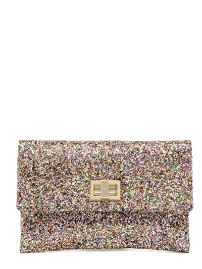 Pre-owned Anya Hindmarch Valorie Lock-fastening Glitter Clutch Bag In Neutral