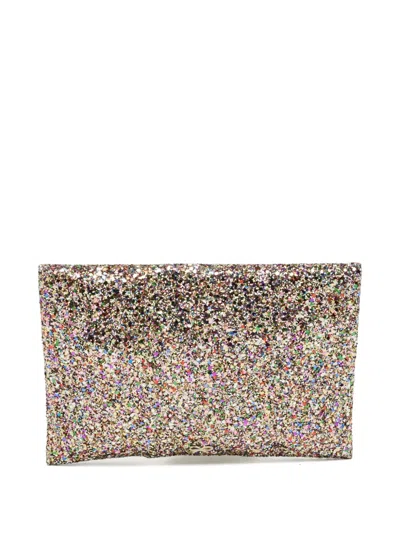 Pre-owned Anya Hindmarch Valorie Lock-fastening Glitter Clutch Bag In Neutral