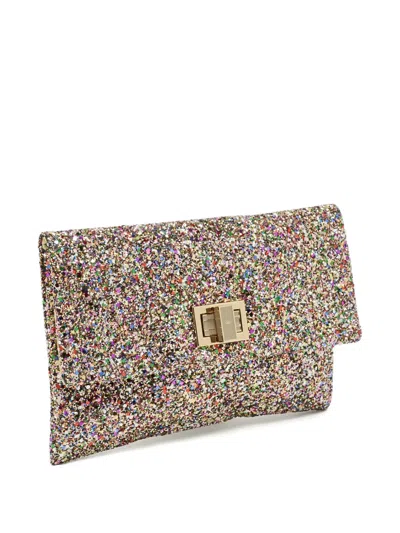 Pre-owned Anya Hindmarch Valorie Lock-fastening Glitter Clutch Bag In Neutral