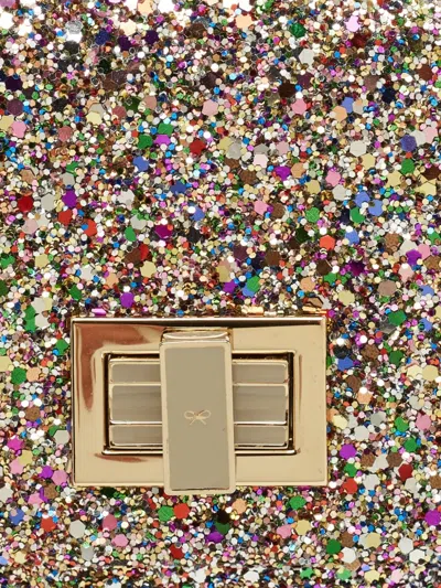 Pre-owned Anya Hindmarch Valorie Lock-fastening Glitter Clutch Bag In Neutral