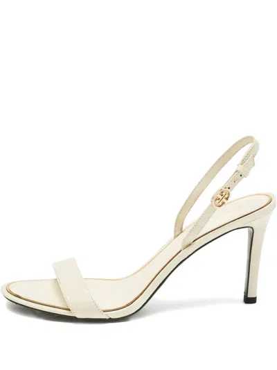 Pre-owned Tory Burch Ankle-strap Leather Sandals In Neutral