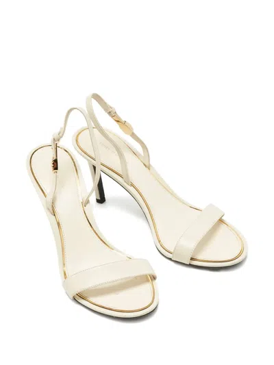 Pre-owned Tory Burch Ankle-strap Leather Sandals In Neutral