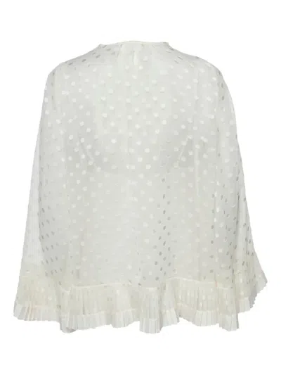 Pre-owned Zimmermann Dotted Pleated Top In White