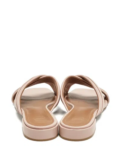 Pre-owned Malone Souliers Leather Crossover Flat Sandals In Pink