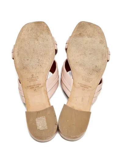Pre-owned Malone Souliers Leather Crossover Flat Sandals In Pink