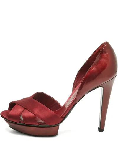 Pre-owned Sergio Rossi Criss-cross-strap Heeled Pumps In Red