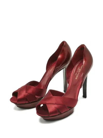 Pre-owned Sergio Rossi Criss-cross-strap Heeled Pumps In Red