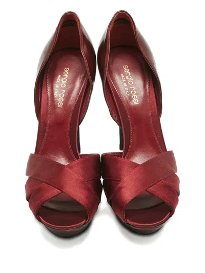 Pre-owned Sergio Rossi Criss-cross-strap Heeled Pumps In Red