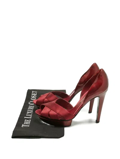 Pre-owned Sergio Rossi Criss-cross-strap Heeled Pumps In Red