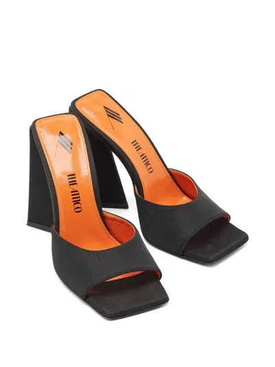 Pre-owned Attico Devon Satin Block-heel Sandals In Black