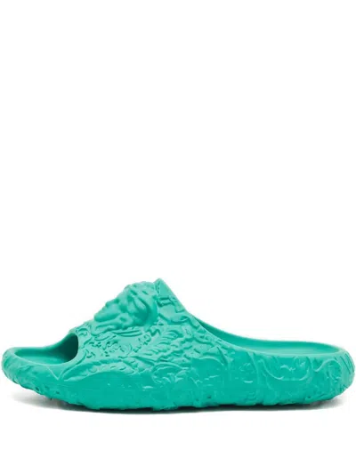 Pre-owned Versace Medusa Slides In Green