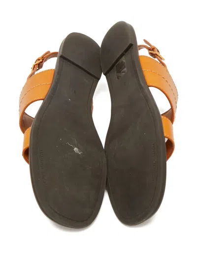 Pre-owned Tory Burch Buckle Slingback Sandals In Brown