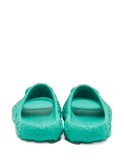 Pre-owned Versace Medusa Slides In Green