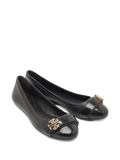 Pre-owned Tory Burch Leather Ballet Flats In Black