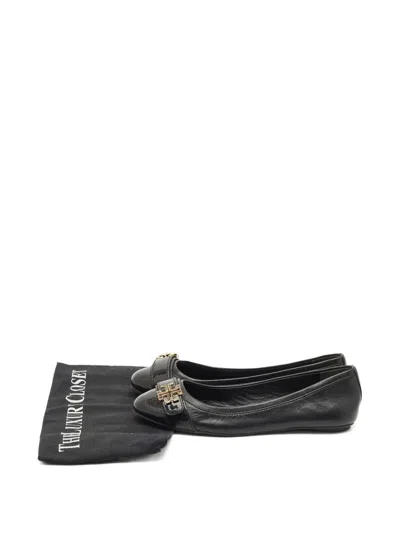 Pre-owned Tory Burch Leather Ballet Flats In Black