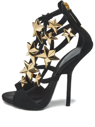Pre-owned Giuseppe Zanotti Star Embellishment Ankle Strap Sandals In Black