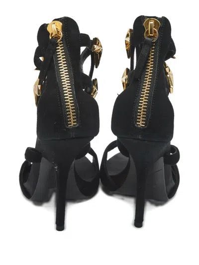 Pre-owned Giuseppe Zanotti Star Embellishment Ankle Strap Sandals In Black