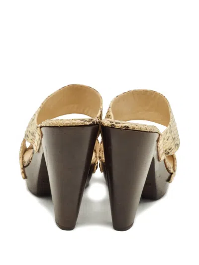 Pre-owned Jimmy Choo Snakeskin Embossed Platform Sandals In Neutral