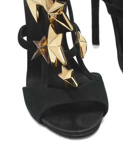 Pre-owned Giuseppe Zanotti Star Embellishment Ankle Strap Sandals In Black