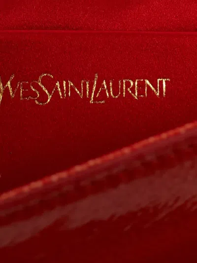 Pre-owned Saint Laurent Belle De Jour Leather Clutch Bag In Orange