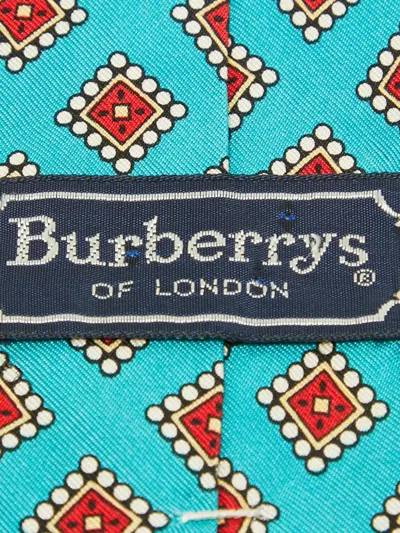 Pre-owned Burberry Silk Print Tie In Blue