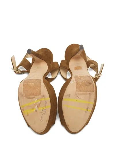 Pre-owned Jimmy Choo Kayden Platform Sandals In Brown