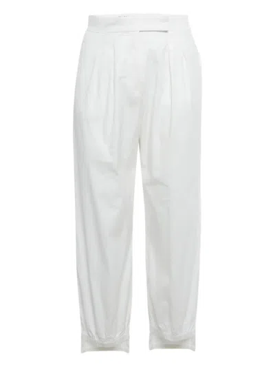 Pre-owned Max Mara Pleated-front Side-pockets Trousers In White