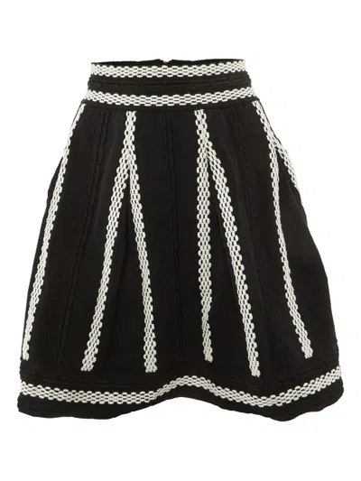 Pre-owned Maje Julane Flared Mini Skirt In Black