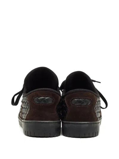 Pre-owned Bottega Veneta Intrecciato Suede Sneakers In Brown