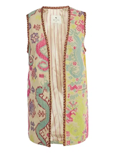Pre-owned Etro Jacquard Gilet In Neutral