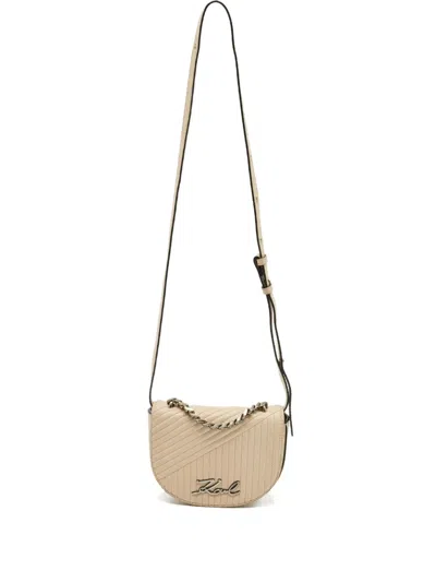 Pre-owned Karl Lagerfeld Quilted Crossbody Bag In Neutral