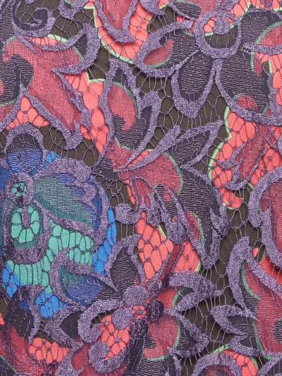 Pre-owned Cavalli Class Lace Floral Top In Purple