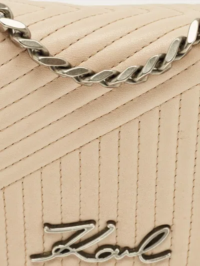 Pre-owned Karl Lagerfeld Quilted Crossbody Bag In Neutral