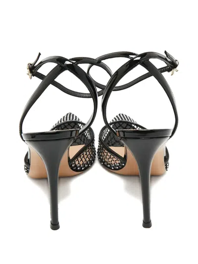 Pre-owned Gianvito Rossi Rossi Ankle-strap Mesh-detail Pumps In Black