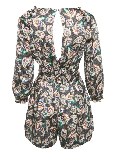 Pre-owned Maje Paisley Playsuit In Black