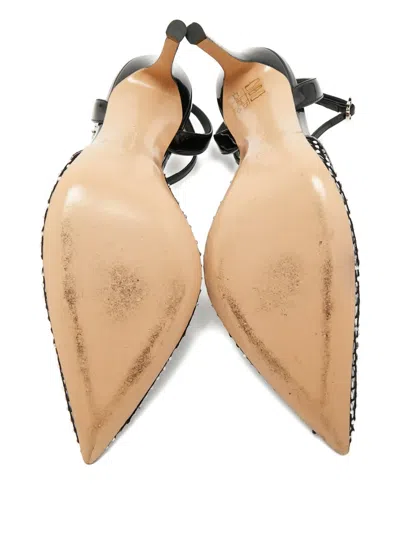 Pre-owned Gianvito Rossi Rossi Ankle-strap Mesh-detail Pumps In Black