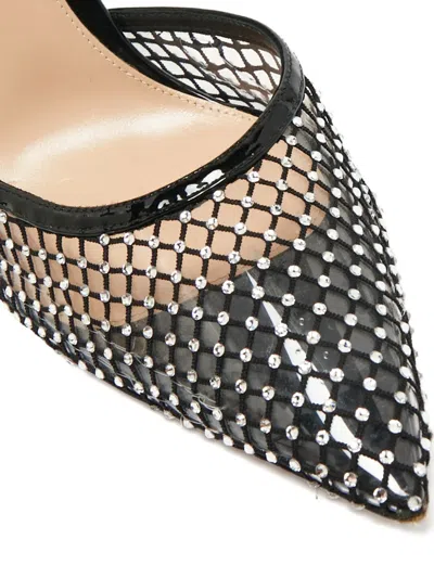 Pre-owned Gianvito Rossi Rossi Ankle-strap Mesh-detail Pumps In Black