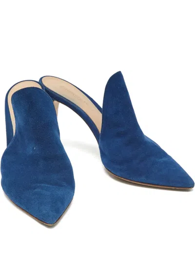 Pre-owned Gianvito Rossi Aramis Pointed Mules In Blue