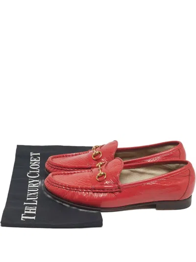 Pre-owned Gucci 1953 Horsebit Leather Loafers In Red