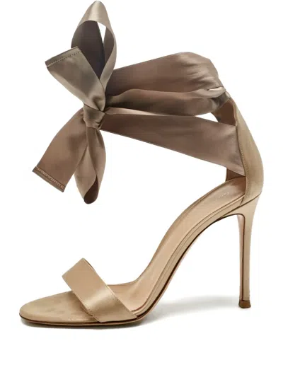 Pre-owned Gianvito Rossi Gala Ribbon-tie Sandals In Gray