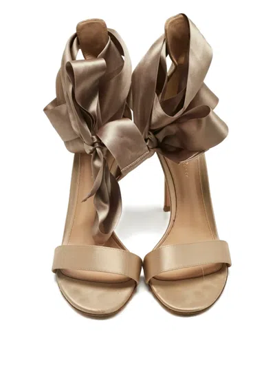 Pre-owned Gianvito Rossi Gala Ribbon-tie Sandals In Gray