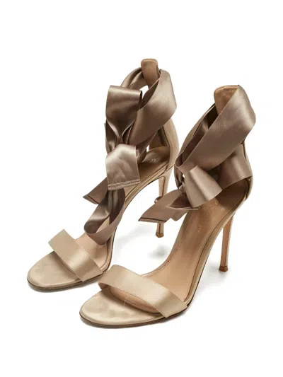 Pre-owned Gianvito Rossi Gala Ribbon-tie Sandals In Gray