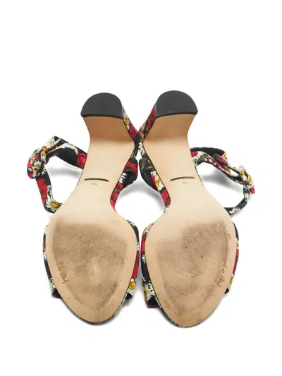 Pre-owned Dolce & Gabbana Floral-print Sandals In Red