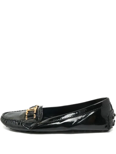 Pre-owned Louis Vuitton Logo-plaque Oxford Loafers In Black
