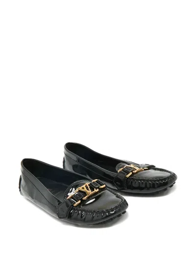Pre-owned Louis Vuitton Logo-plaque Oxford Loafers In Black