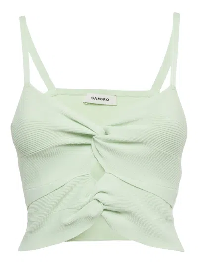 Pre-owned Sandro Cut-out Sleeveless Top In Green