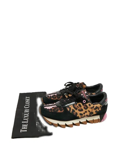 Pre-owned Dolce & Gabbana Leopard-print Low-top Sneakers In Black
